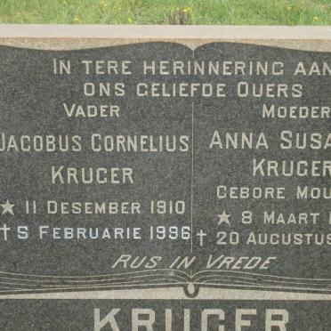 KRUGER Jacobus Cornelius 1910-1996 &amp; Anna Susanna MOUTON 1916-1969