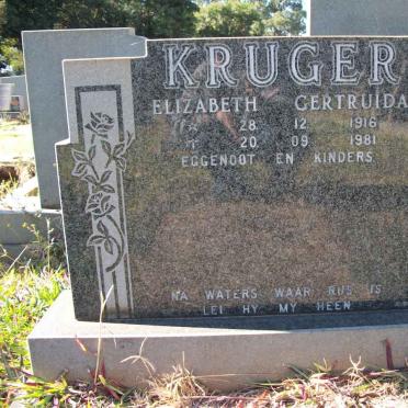 KRUGER Elizabeth Gertruida 1916-1981