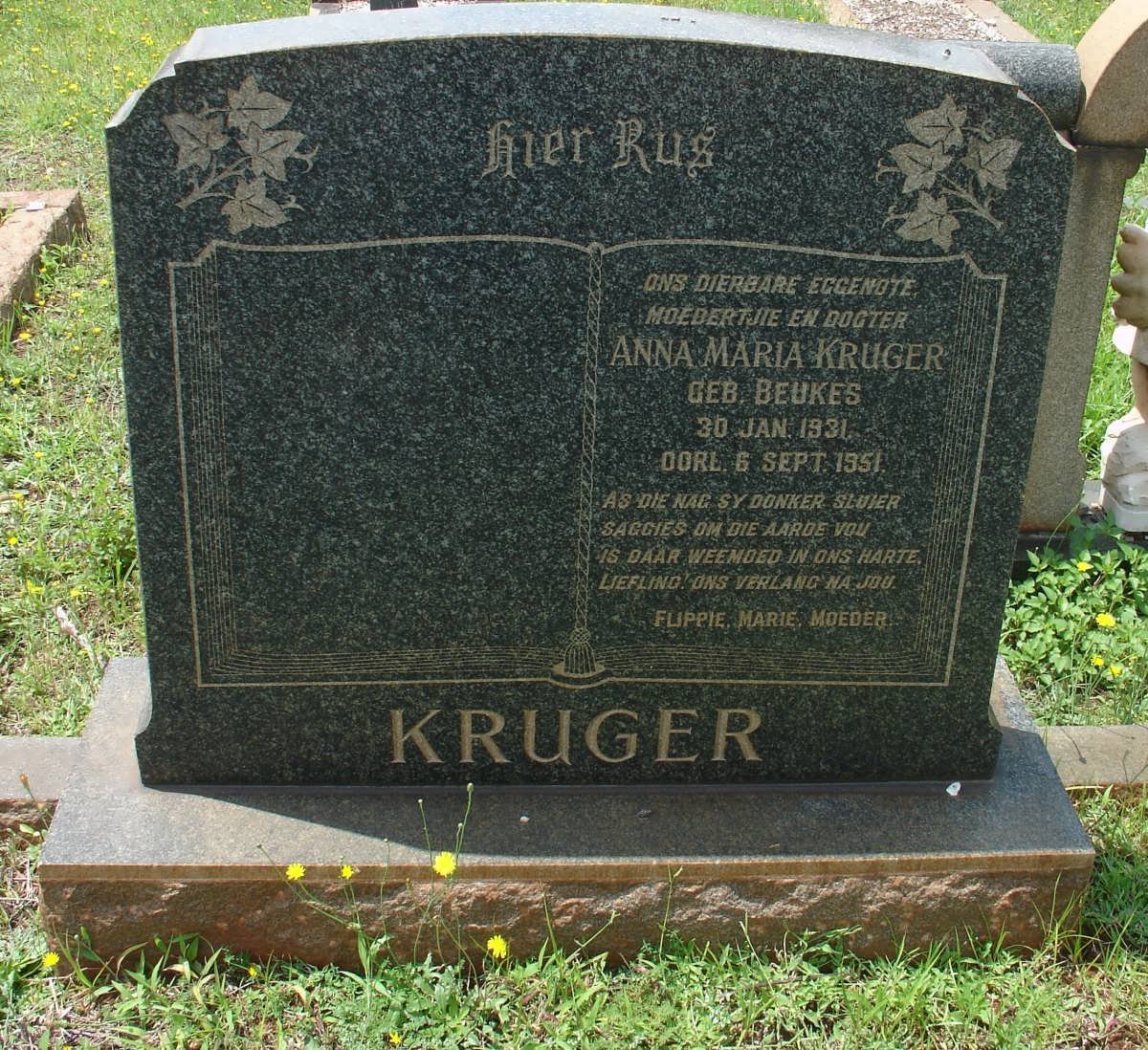 KRUGER Anna Maria nee BEUKES 1931-1951