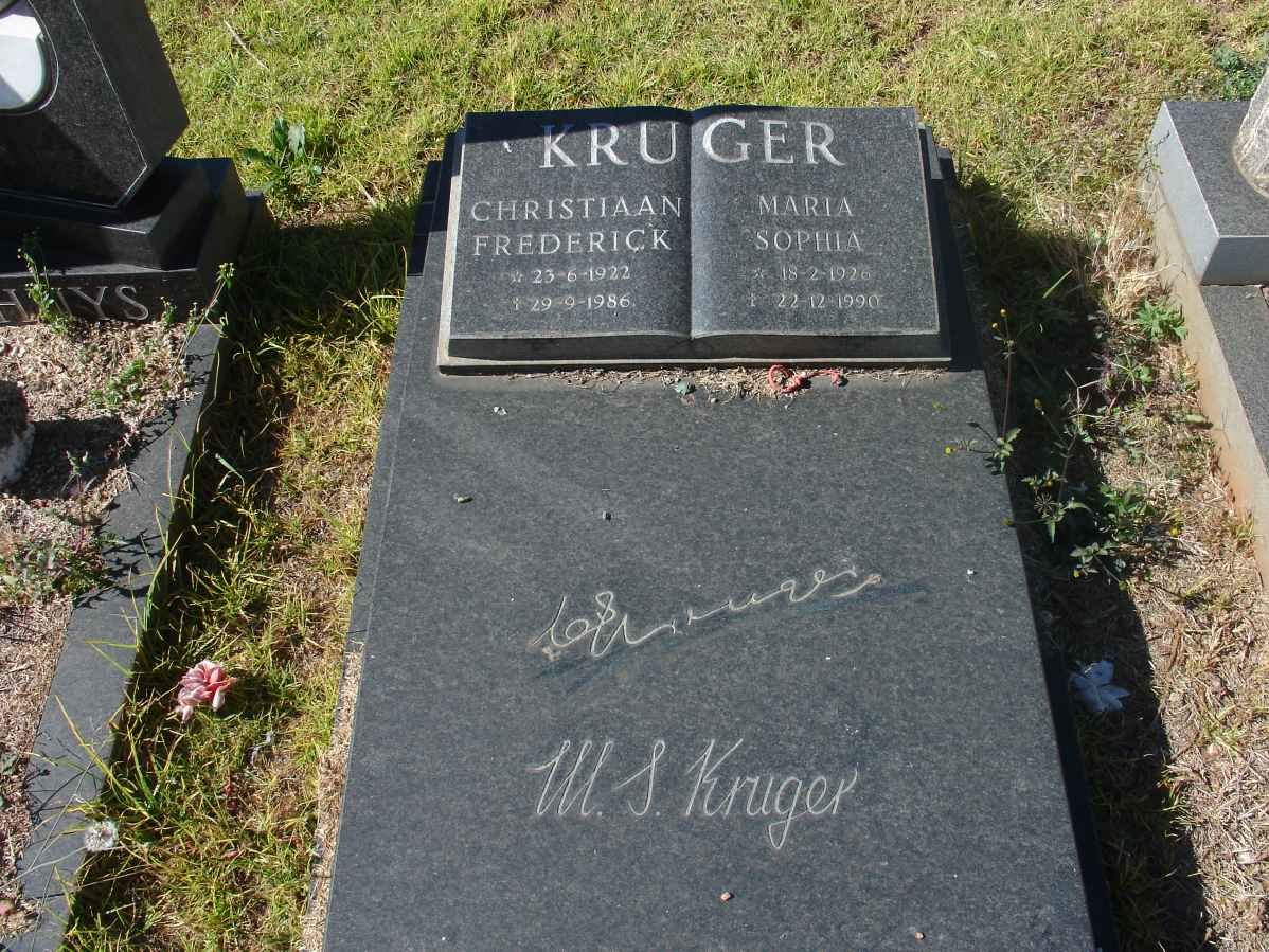KRUGER Christiaan Frederick 1922-1986 &amp; Maria Sophia 1928-1990