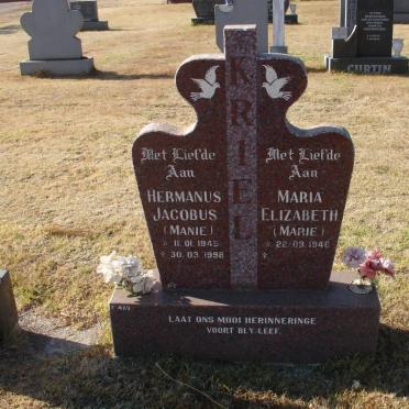 KRIEL Hermanus Jacobus 1945-1998 &amp; Maria Elizabeth 1946-