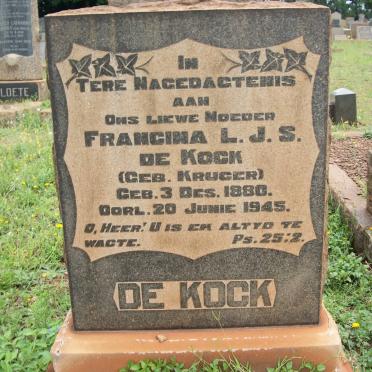 KOCK Francina L.J.S., de nee KRUGER 1880-1945