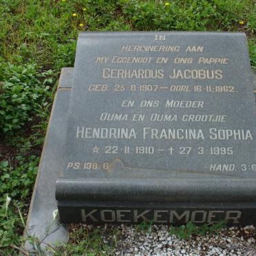 KOEKEMOER Gerhardus Jacobus 1907-1962 &amp; Hendrina Francina Sophia 1910-1995