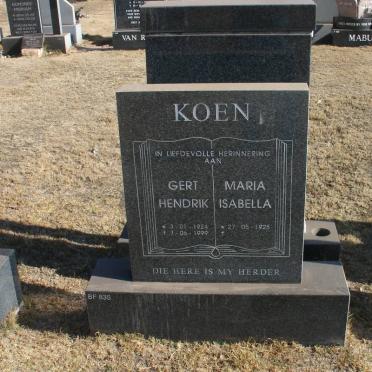 KOEN Gert Hendrik 1924-1999 &amp; Maria Isabella 1925-