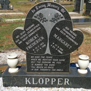 KLOPPER Robert Frederick 1913-1991 &amp; Margaret 1916-2000