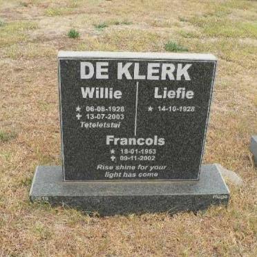 KLERK Willie, de 1928-2003 &amp; Liefie 1928- :: DE KLERK Francois 1953-2002