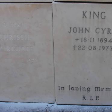 KIRCHOFF Chrissie 1913-1977 :: KING John Cyril 1894-1977
