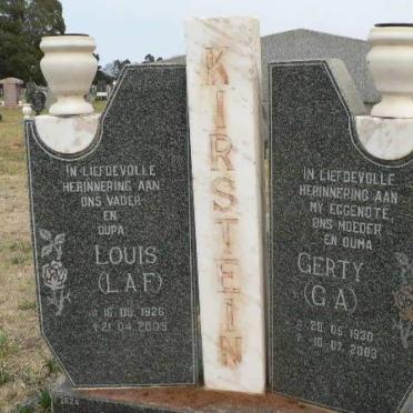 KIRSTEIN L.A.F. 1926-2005 &amp; G.A. 1920-2003