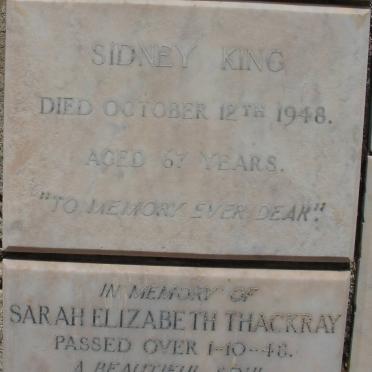 KING Sidney -1948 :: THACKRAY Sarah Elizabeth -1948