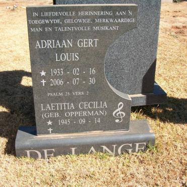 LANGE Adriaan Gert Louis, de 1933-2006 &amp; Laetitia Cecilia OPPERMAN 1945-