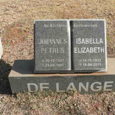 LANGE Johannes Petrus, de 1921-1997 &amp; Isabella Elizabeth 1933-2011
