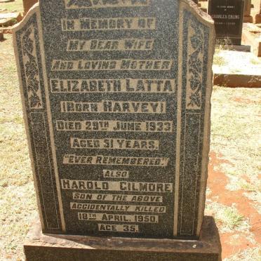LATTA David Gilmore 1878-1963 &amp; Elizabeth HARVEY -1933 :: LATTA Horold Gilmore -1950