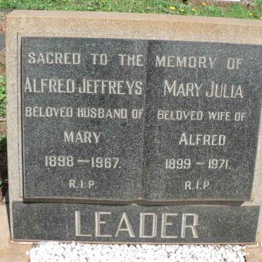 LEADER Alfred Jeffreys 1898-1967 &amp; Mary Julia 1899-1971