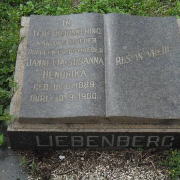 LIEBENBERG Jannetta Susanna Hendrika 1889-1960