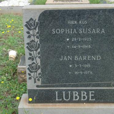 LUBBE Jan Barend 1919-1979 &amp; Sophia Susara 1923-1965