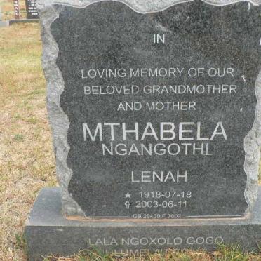 MTHABELA Ngangothi Lenah 1918-2003