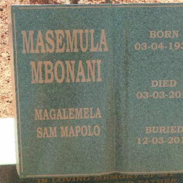 MASEMULA MBONANI Magalemela Sam Mapolo 1933-2011