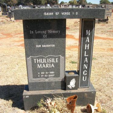 MAHLANGU Thulisile Maria 1981-2007