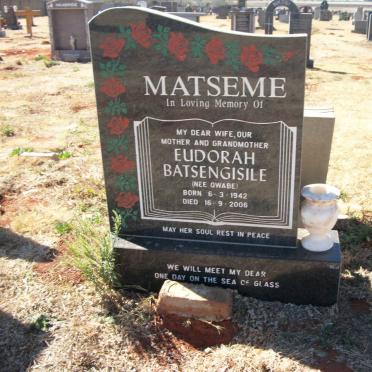 MATSEME Eudorah Batsengisile nee OWABE 1942-2006