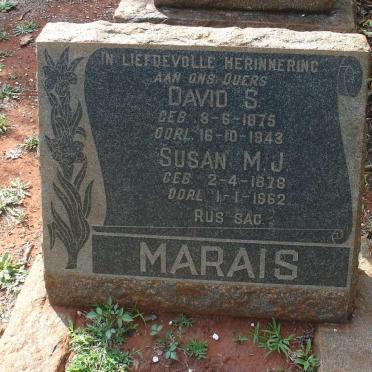 MARAIS David S. 1875-1943 &amp; Susan M.J. 1878-1962