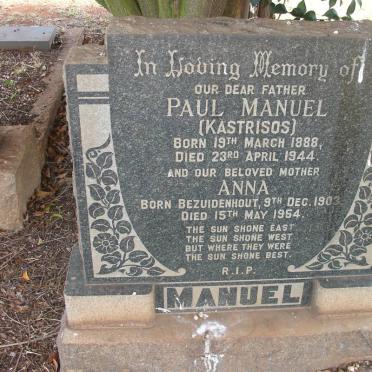 MANUEL Paul Manuel 1888-1944 &amp; Anna BEZUIDENHOUT 1903-1954