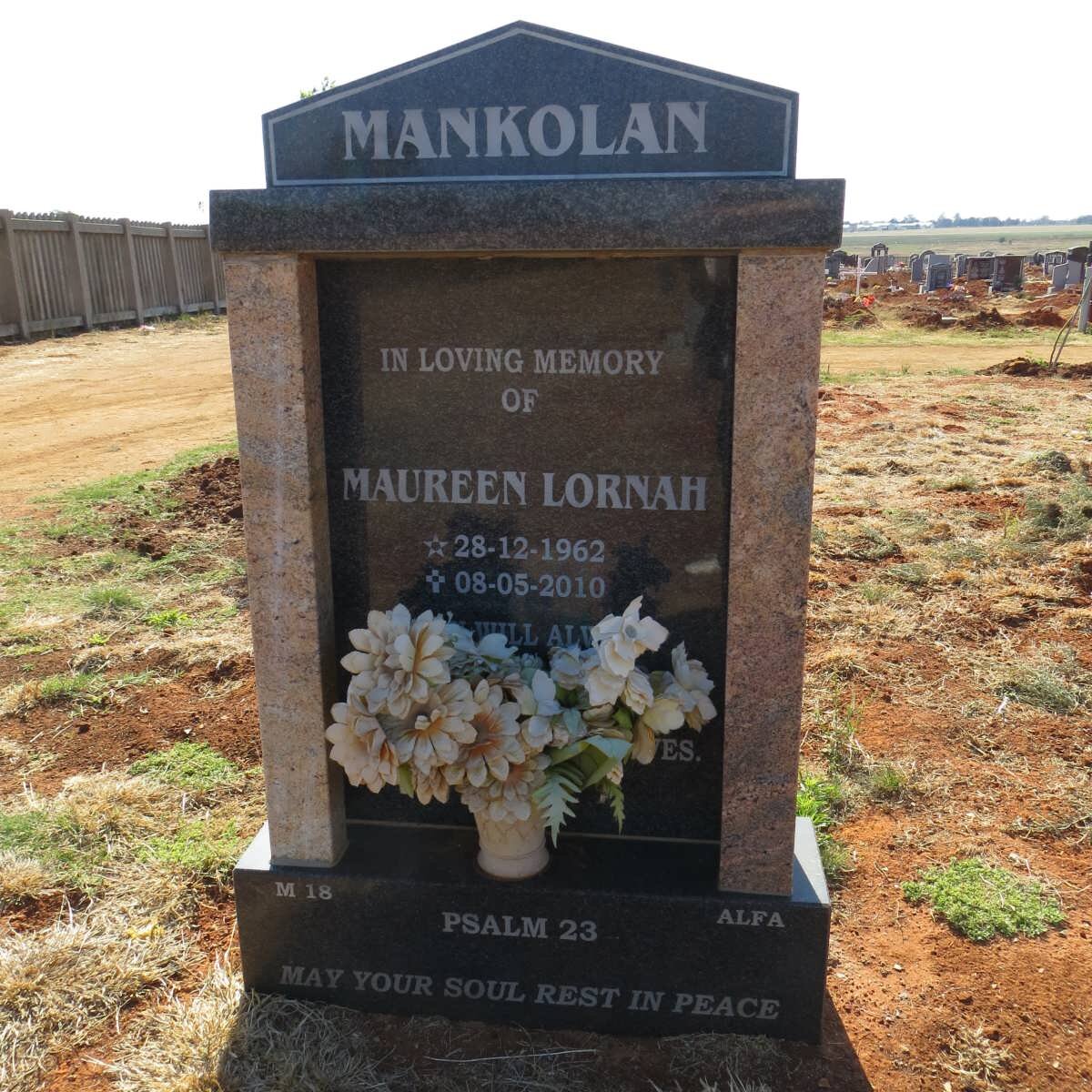 MANKOLAN Maureen Lornah 1962-2010