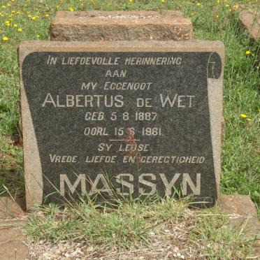 MASSYN Albertus de Wet 1887-1961