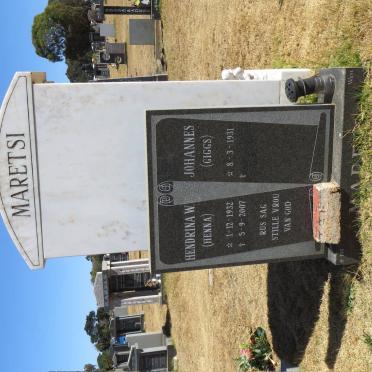 MARETSI Johannes 1931- &amp; Hendrina W. 1932-2007