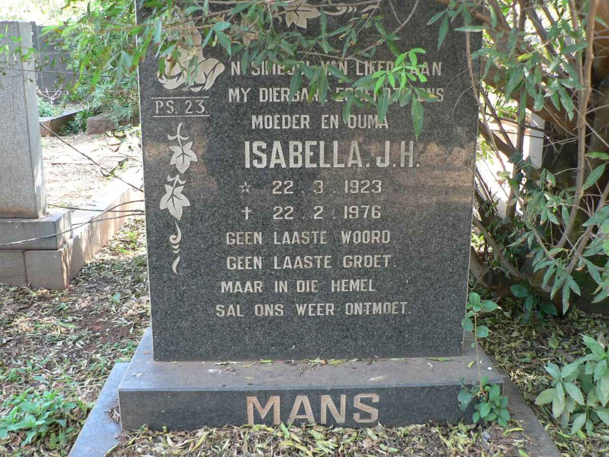 MANS Isabella J.H. 1923-1976