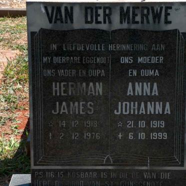 MERWE Herman James, van der 1918-1976 &amp; Anna Johanna 1919-1999