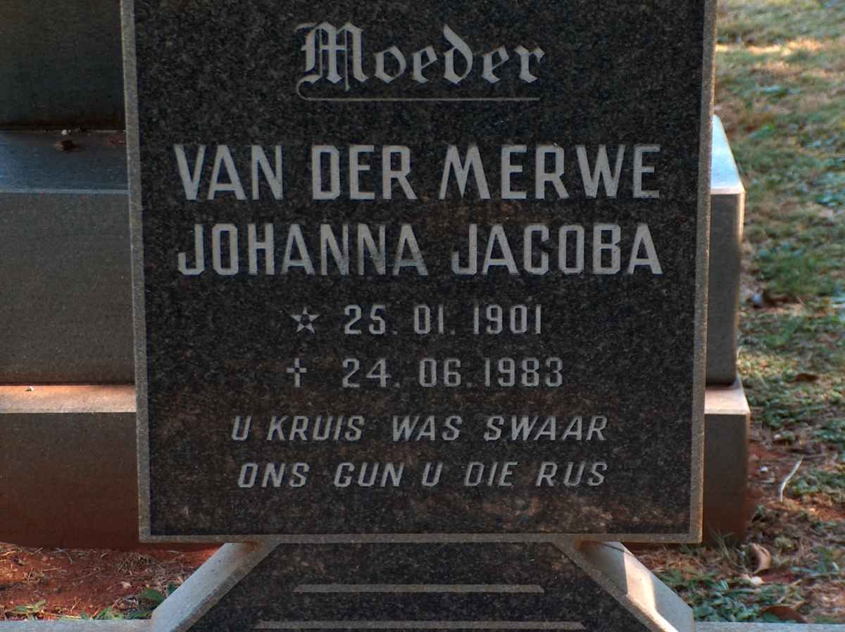 MERWE Johanna Jacoba, van der 1901-1983