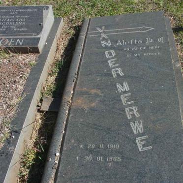 MERWE Aletta P.C., van der 1910-1985