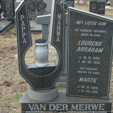 MERWE Lourens Abraham, van der 1932-1993 &amp; Martie 1929-1996