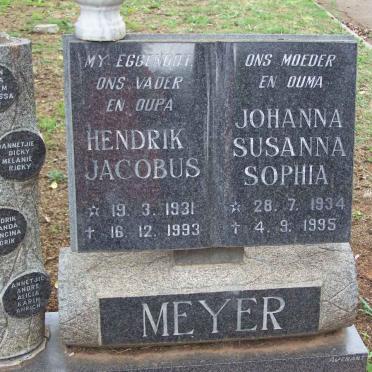 MEYER Hendrik Jacobus 1931-1993 &amp; Johanna Susanna Sophia 1934-1995