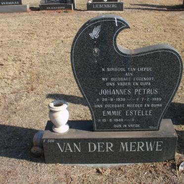 MERWE Johannes Petrus, van der 1938-1998 &amp; Emmie Estelle 1948-