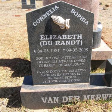 MERWE Cornelia Sophia Elizabeth, van der nee DU RANDT 1951-2008