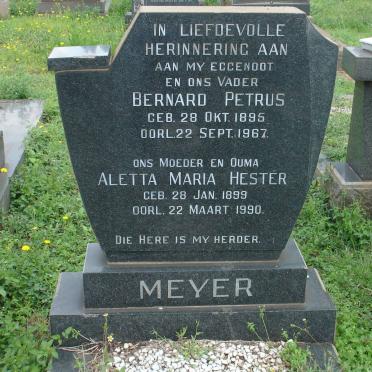 MEYER Bernard Petrus 1895-1967 &amp; Aletta Maria Hester 1899-1990