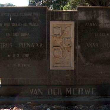 MERWE Petrus Pienaar, van der 1892-1978 &amp; Anna Johanna 1887-