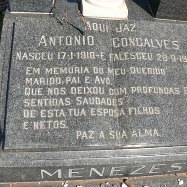 MENEZES Antonio Concalves 1910-1969 &amp; Sophia de Jesus Nasceu 1908-1991