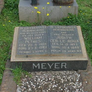 MEYER William Petrus 1904-1967 &amp; Judith LE ROUX 1897-1969