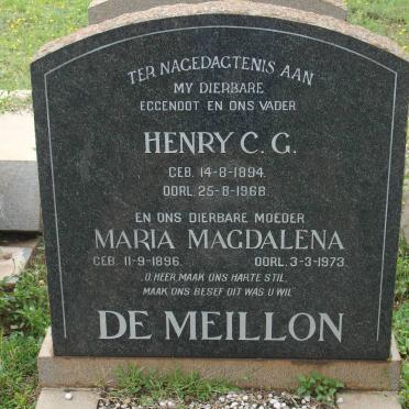 MEILLON Henry C.G.,  de 1894-1968 &amp; Maria Magdalena 1896-1973
