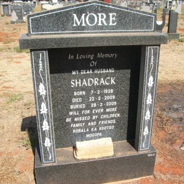MORE Shadrack 1928-2009