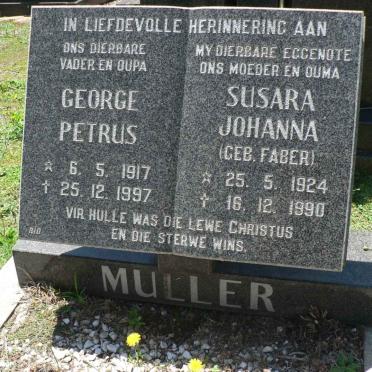 MULLER George Petrus 1917-1997 &amp; Susara FABER 1924-1990