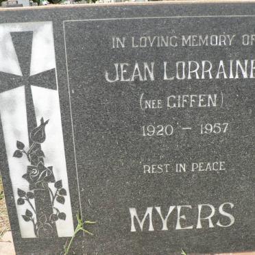 MYERS Jean Lorraine nee GIFFEN 1920-1957