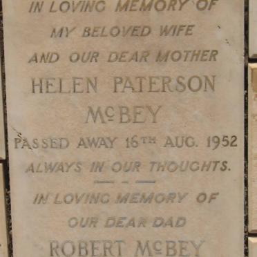 McBEY Robert -1954 &amp; Helen Paterson -1952