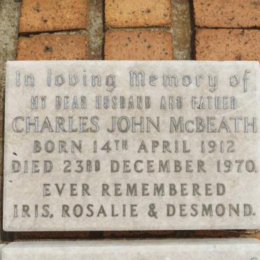 McBEATH Charles John 1912-1970