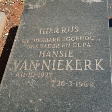 NIEKERK Hansie, van 1927-1988