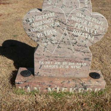 NIEKERK Petrus, van 1951-2004 &amp; Frances Johanna 1951-
