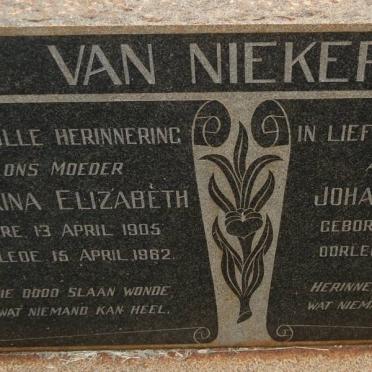 NIEKERK Johannes Andries, van 1903-1963 &amp; Catharina Elizabeth 1905-1962