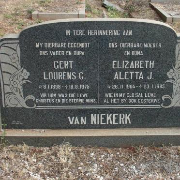 NIEKERK Gert Lourens C., van 1898-1975 &amp; Elizabeth Aletta J. 1904-1985